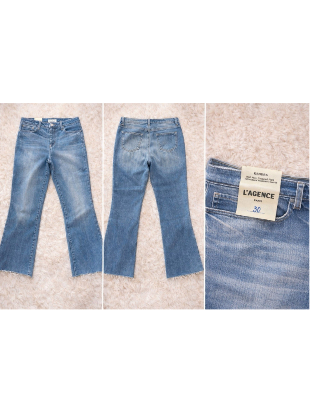 L’AGENCE Kendra High Rise Cropped Flare Jeans Women’s 30 Raw Hem Stretch